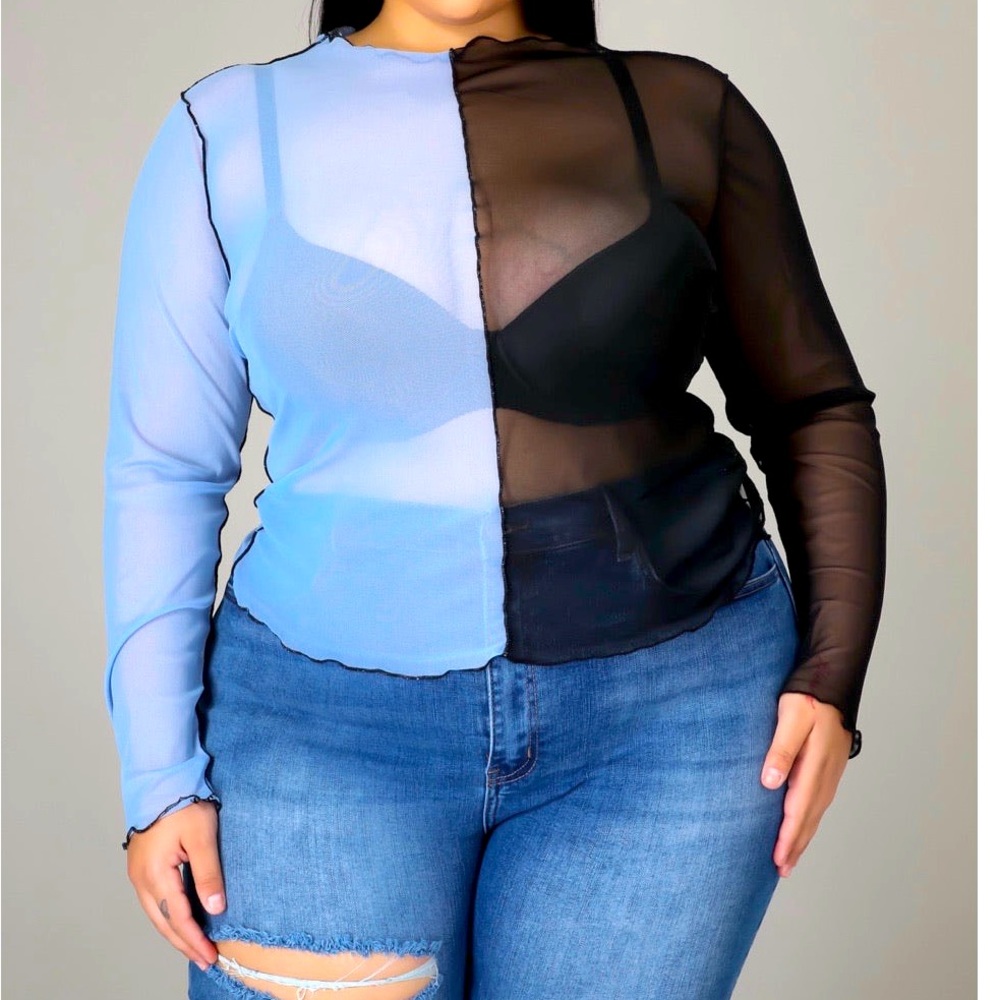Plus size sheer blouse